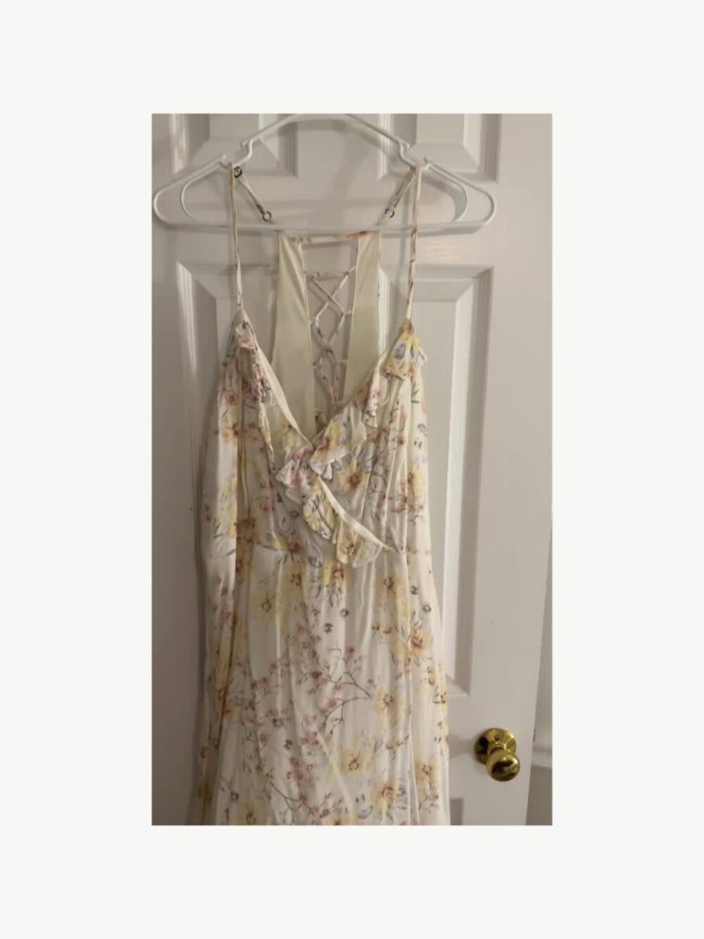 Xhilaration Ivory Floral Lace Up Back Sundress XXL